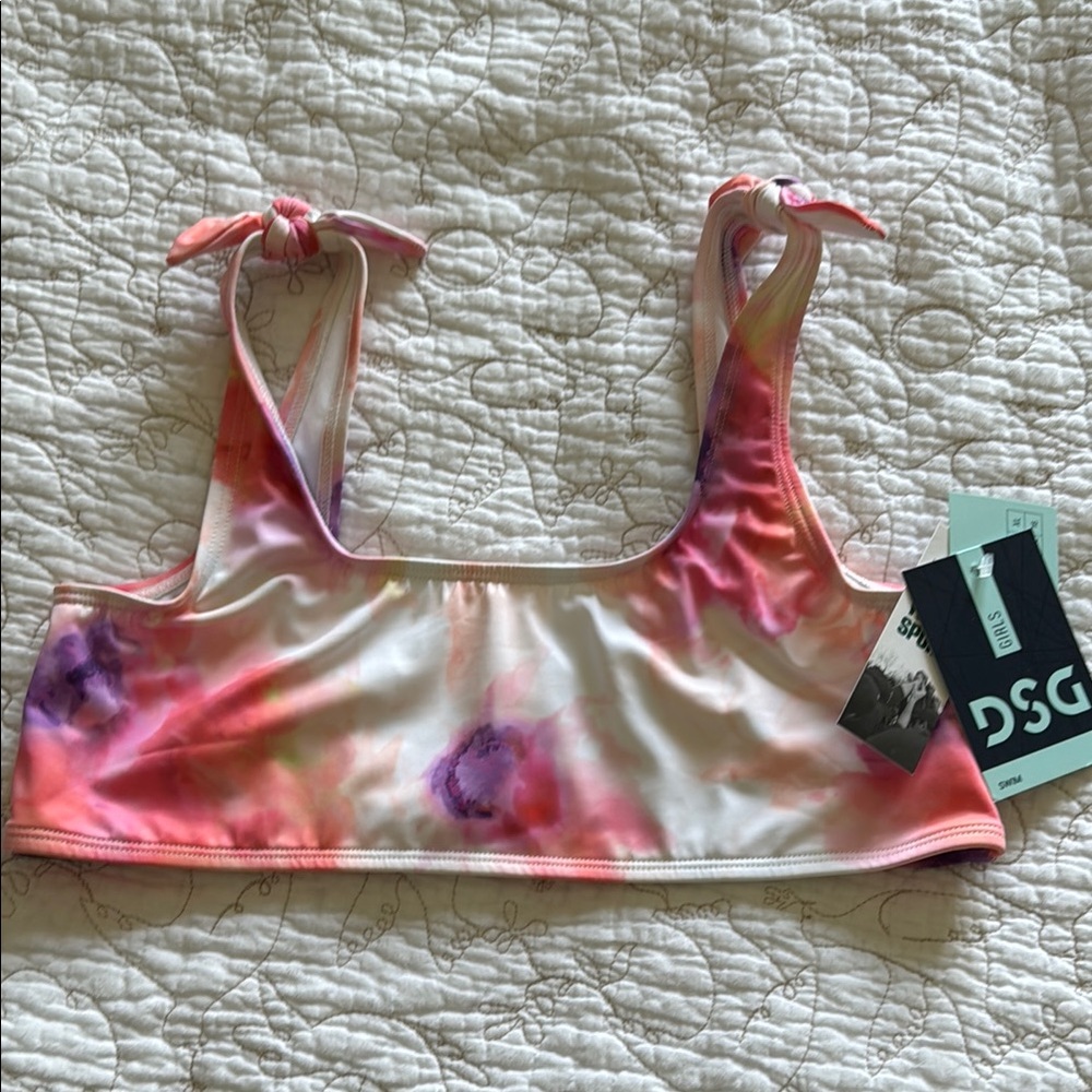 DSG Pink and Purple Tie-Dye Swim Top XL 16